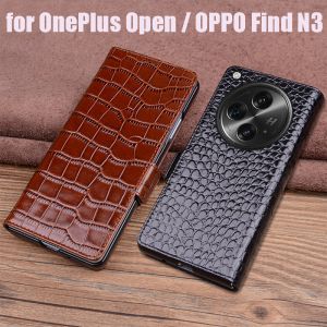 Luxury Genuine Cowhide Leather Folding Flip Case for OnePlus Open