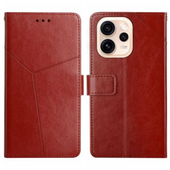 OPPO Reno15 Pro Max Flip Leather Phone Case | Y-Shaped Pattern Wallet Cover with Card Slots, Kickstand & Full Body Protection