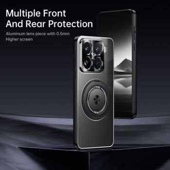 For Xiaomi 17 Pro Max Rotating Holder Frosted Metal Phone Case(Titanium)