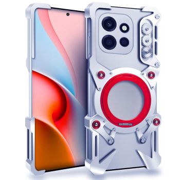 For OnePlus Turbo 6 Mechanical Metal Phone Case | 360° Rotating Bracket, Hollow Design & Tactical Lanyard