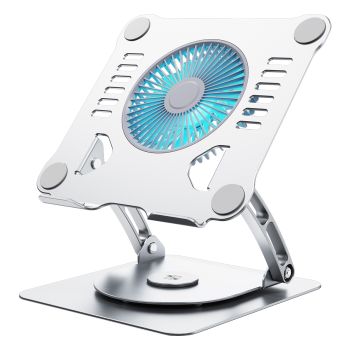 R-JUST HZ22-1 Rotating Dual-purpose Desktop Fan Aluminum Alloy Laptop Stand