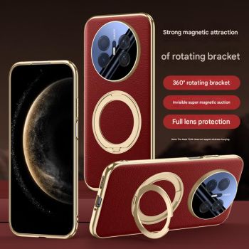 For Huawei Mate70 Pro Case Luxury PU Leather 360 Ring Stand Protective Back Cover case For Mate70 Phone shell