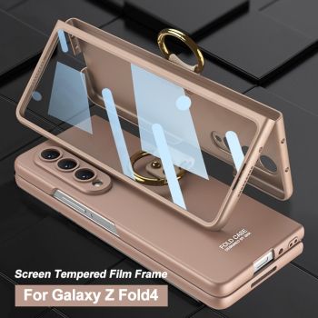 GKK Ultra-thin Ring Case with Outer Screen Glass for Samsung Galaxy Z Fold 4