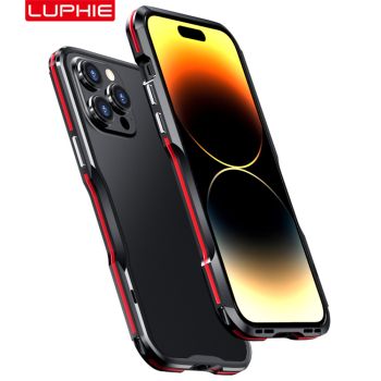 LUPHIE Luxury Aviation Aluminium Frame Protective Case for iPhone 14 Series