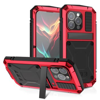 R-JUST Metal + Silicone Holder Rugged Case for iPhone 15 Series