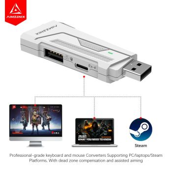 AIMZENIX AX200 PC Gaming Keyboard and Mouse Adapter