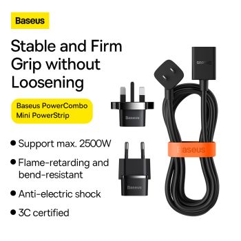 Baseus PowerCombo Mini PowerStrip 1AC with 1.0m Power Cord