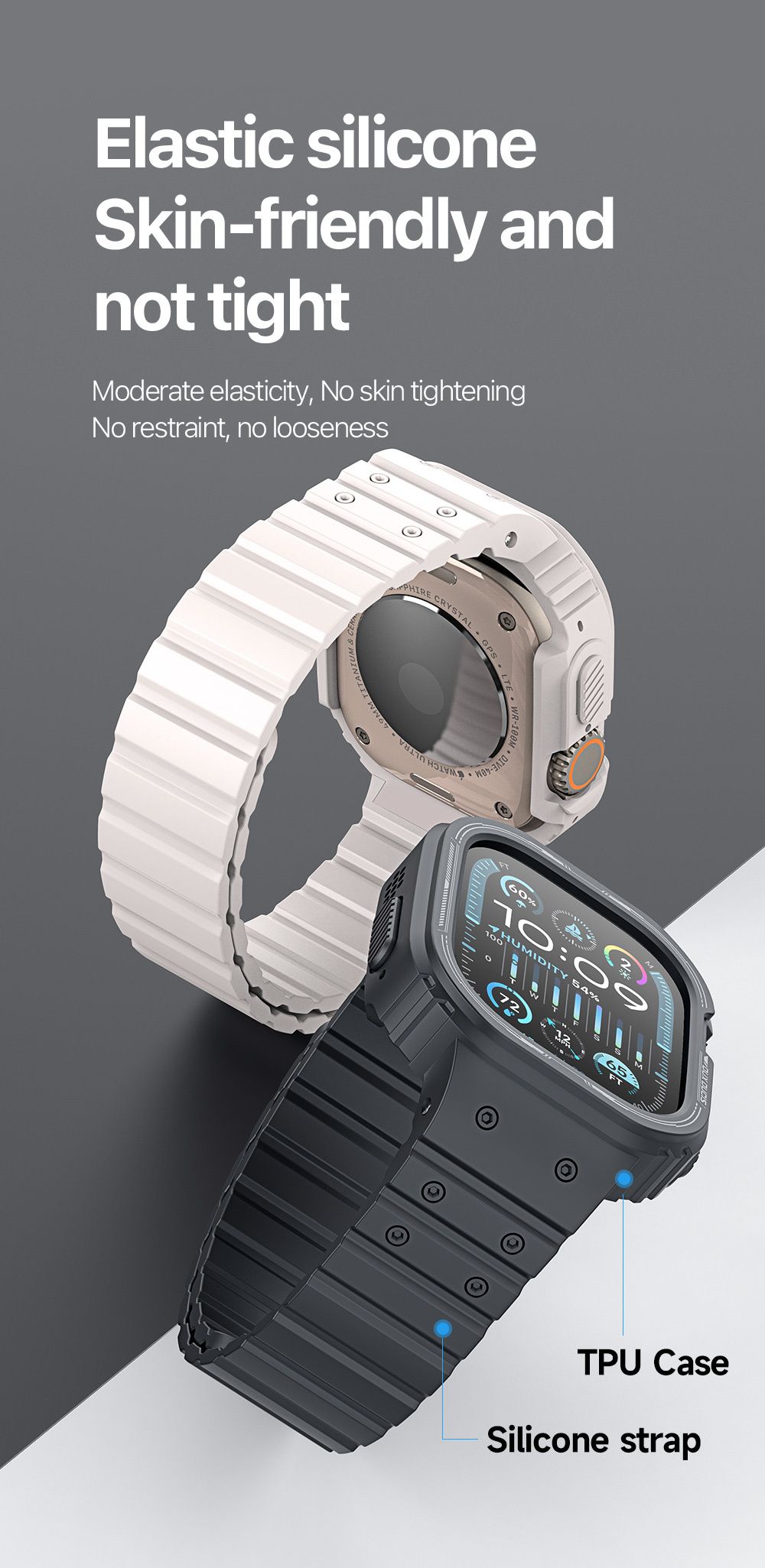 One-Piece Magnetic Silicone Strap for Apple Watch