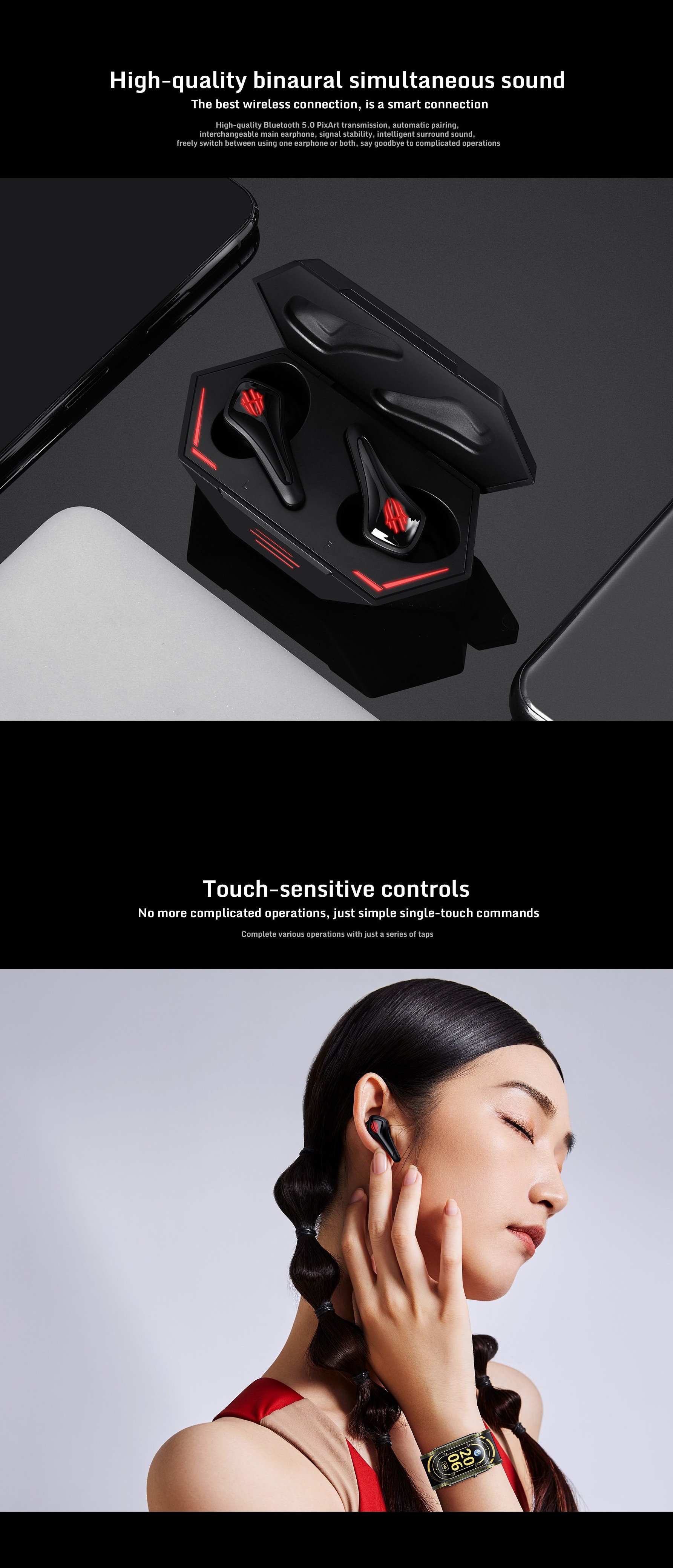 Original Nubia Red Magic Cyberpods TWS True Wireless Gaming Earbuds