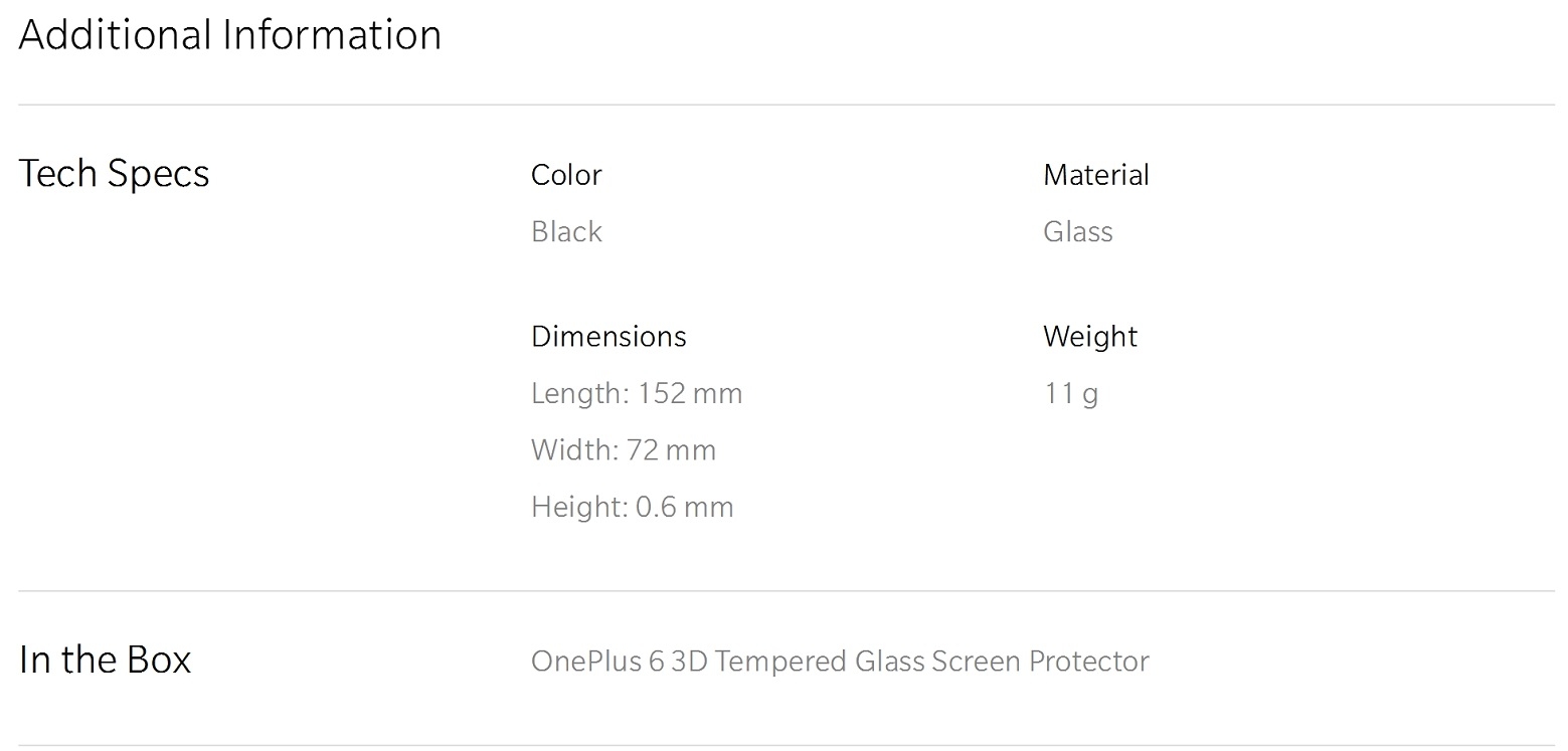 OnePlus 6 3D Tempered Glass Screen Protector
