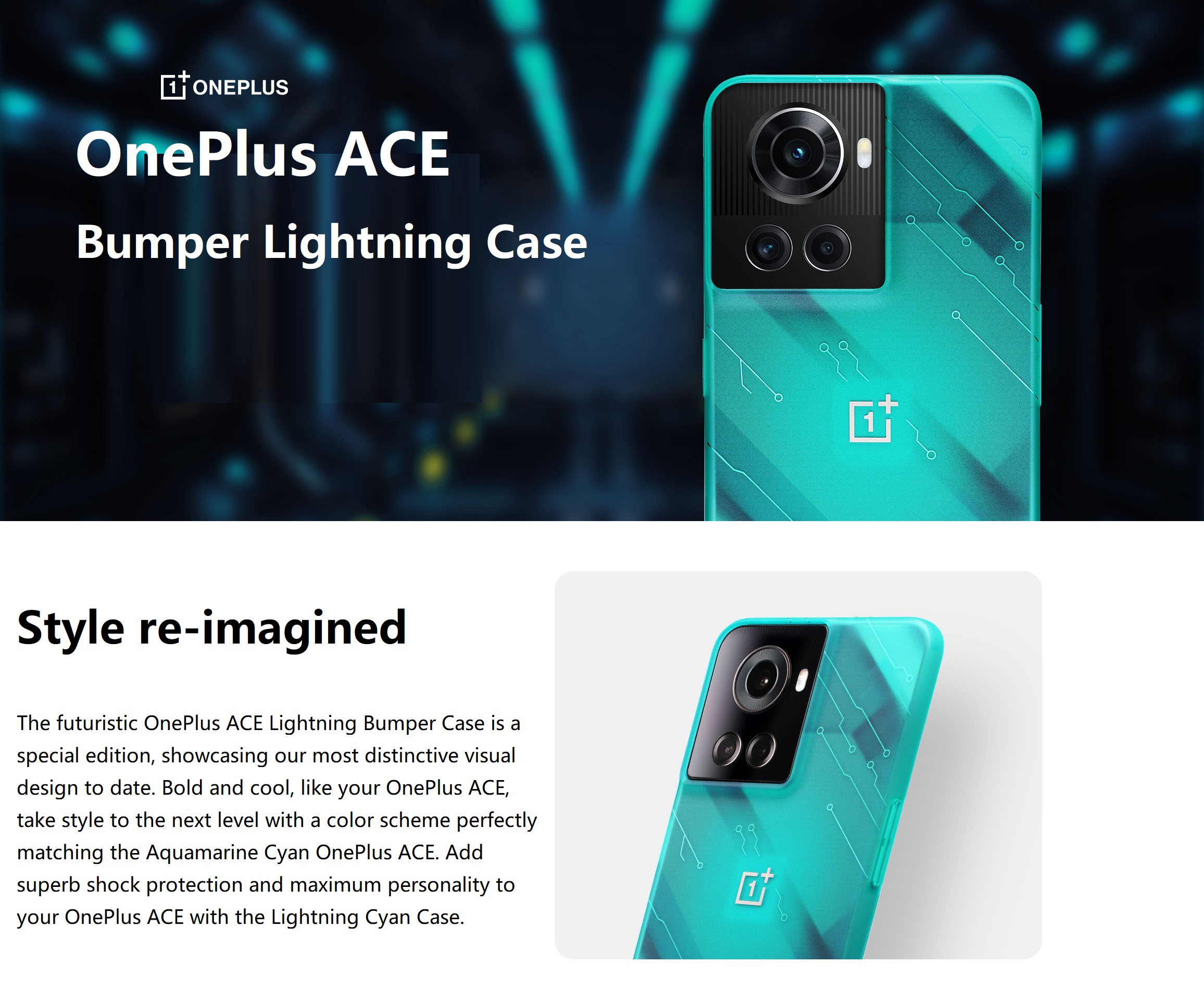 OnePlus ACE Lightning Cyan Bumper Protective  Case