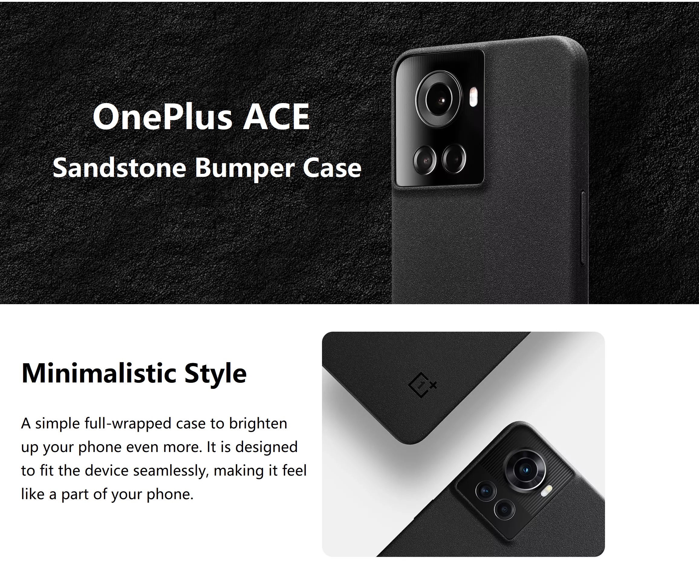 OnePlus ACE Sandstone Black Bumper Protective  Case