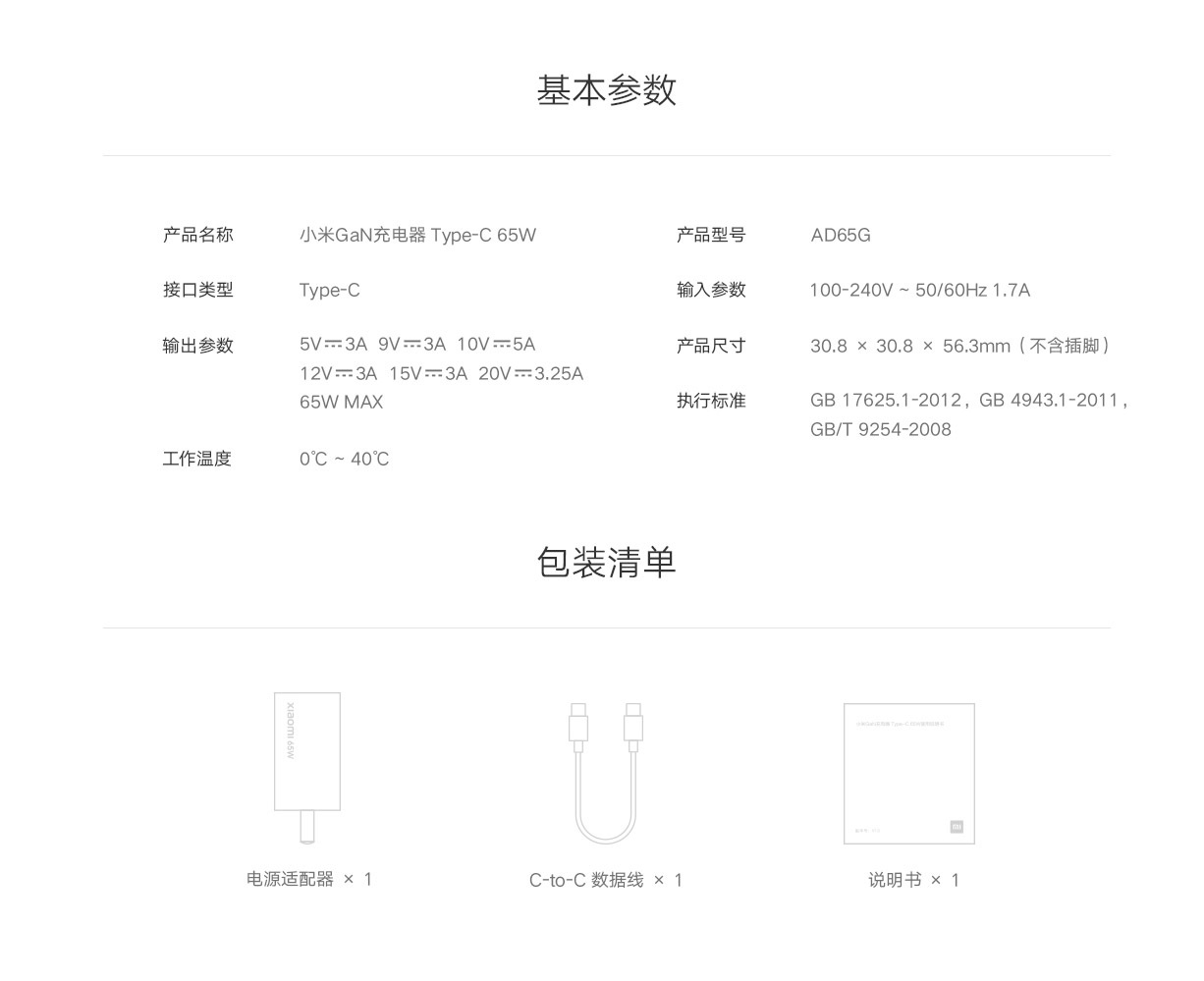 Xiaomi 65W GaN Type-C Fast Charger