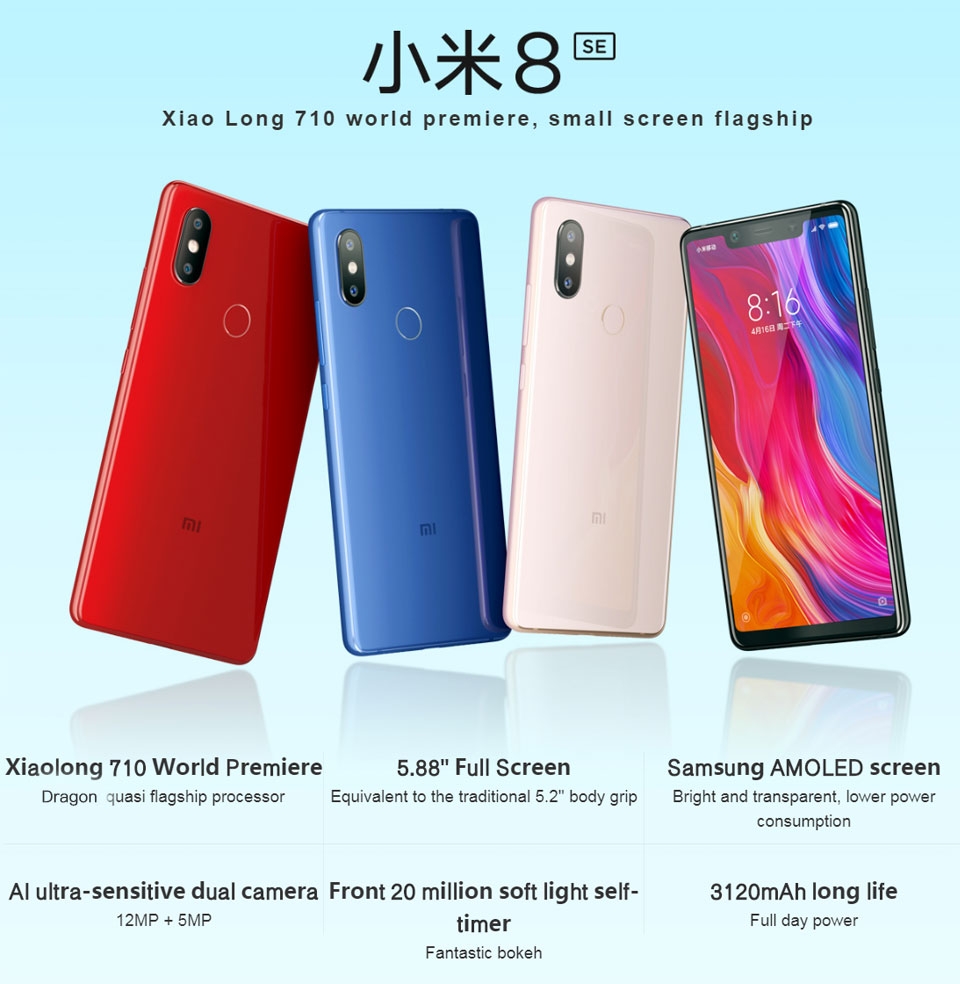 Xiaomi Mi8 SE 5.88 Inch 6GB 64GB Smartphone Blue